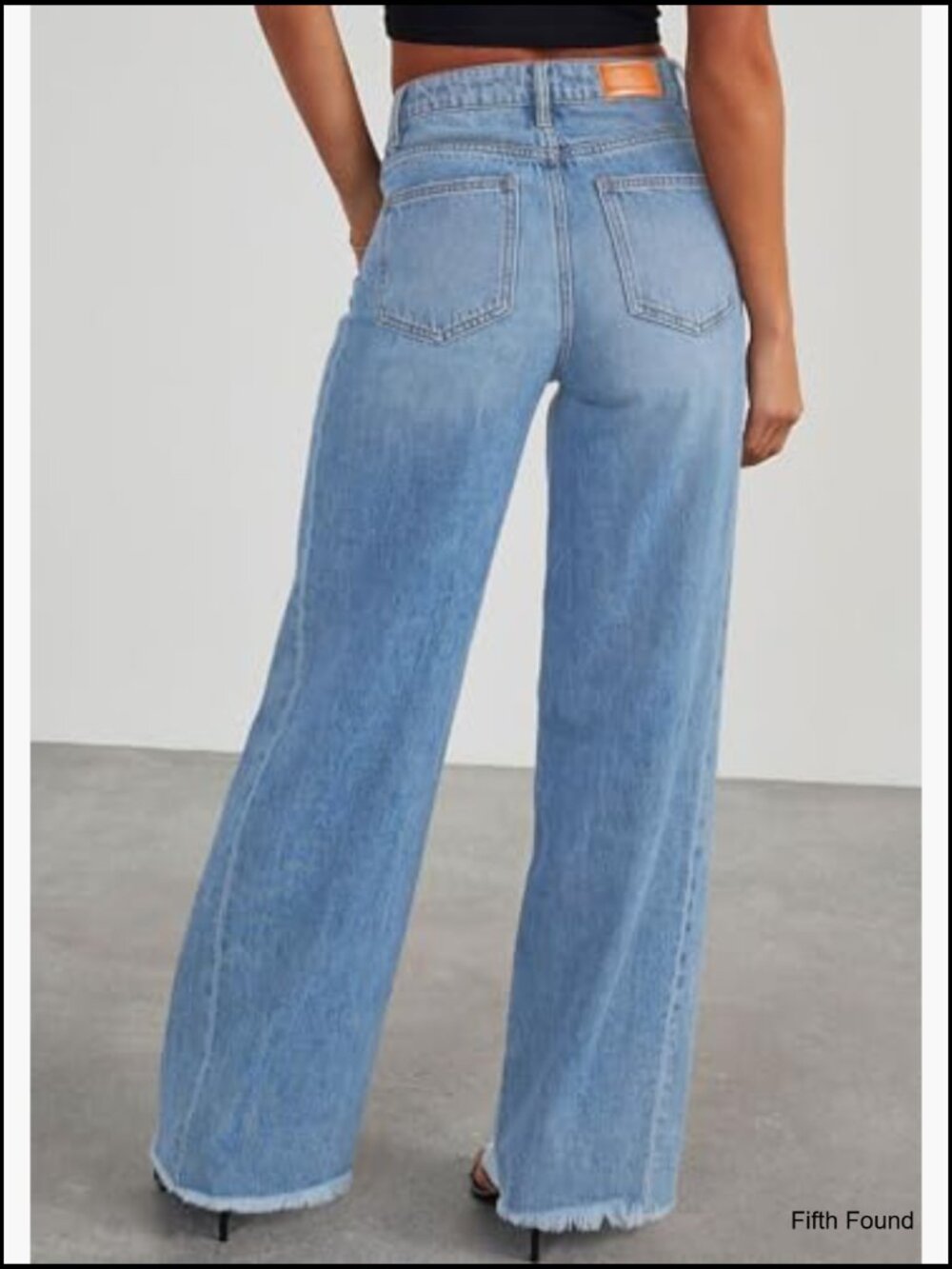High Waisted Wide Leg Jeans Stretchy Baggy Raw Hem Palazzo Denim Pants - Picture 2 of 7